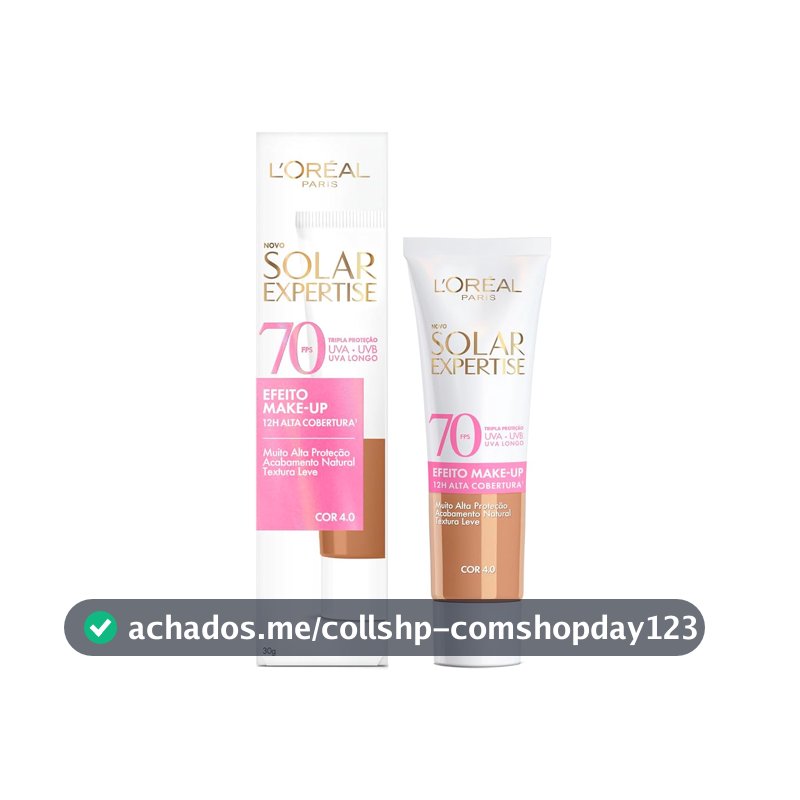Protetor Solar Facial com Cor FPS 70 Alta Cobertura - L'Oréal Paris Solar Expertise Efeito Make Up - Cor 4.0 30g