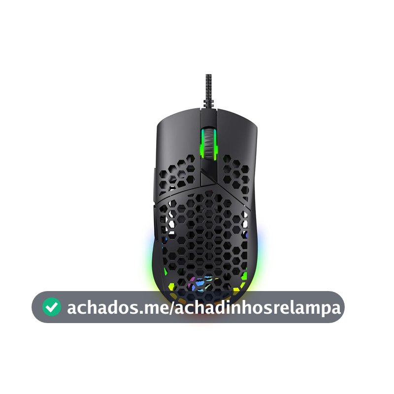 Havit Mouse Gamer MS1036 Iluminação RGB, Programação de Macros, 7 Botões, 1200-1600-2400-4800-6400-7200 DPI, USB, Redução de Peso Superior, Movimento Flexível