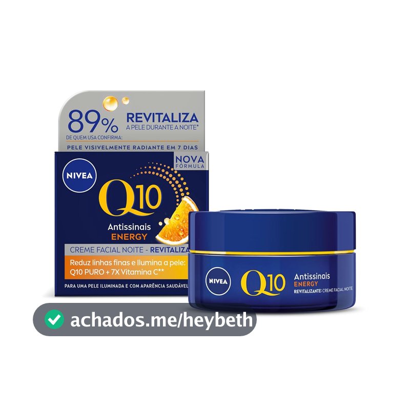 NIVEA Creme Facial Q10 Energy Antissinais Noite 50g, Reduz Linhas Finas, Ilumina, Pele mais Jovem, Revitalizante, Cuidado Facial Noturno