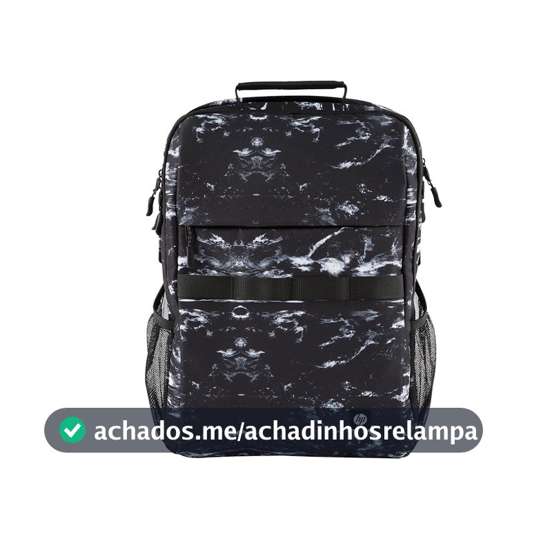 Mochila HP Campus XL - Zíper com Trava, Suporta até 20L, Repelente à Água, Feita com Materiais Reciclados, com Compartimento para Notebook 16''e Alças Acolchoadas, Estampa Mármore (7J592AA)