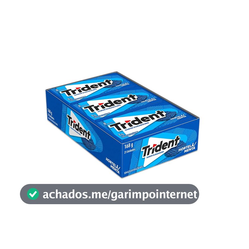 Chiclete Trident Hortelã Sem Açúcar - Caixa com 21 unid. de 8g