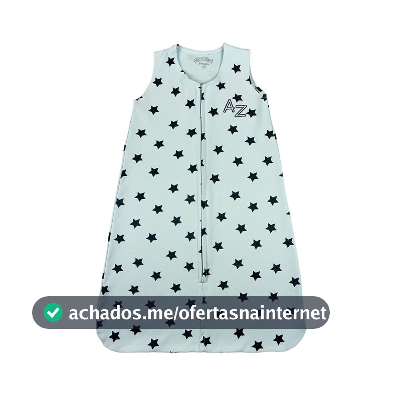 Saco de Dormir Bebê Menino em Suedine 100% Algodão Fio 40 com Estampa de Estrelas – Saco de Dormir Macio