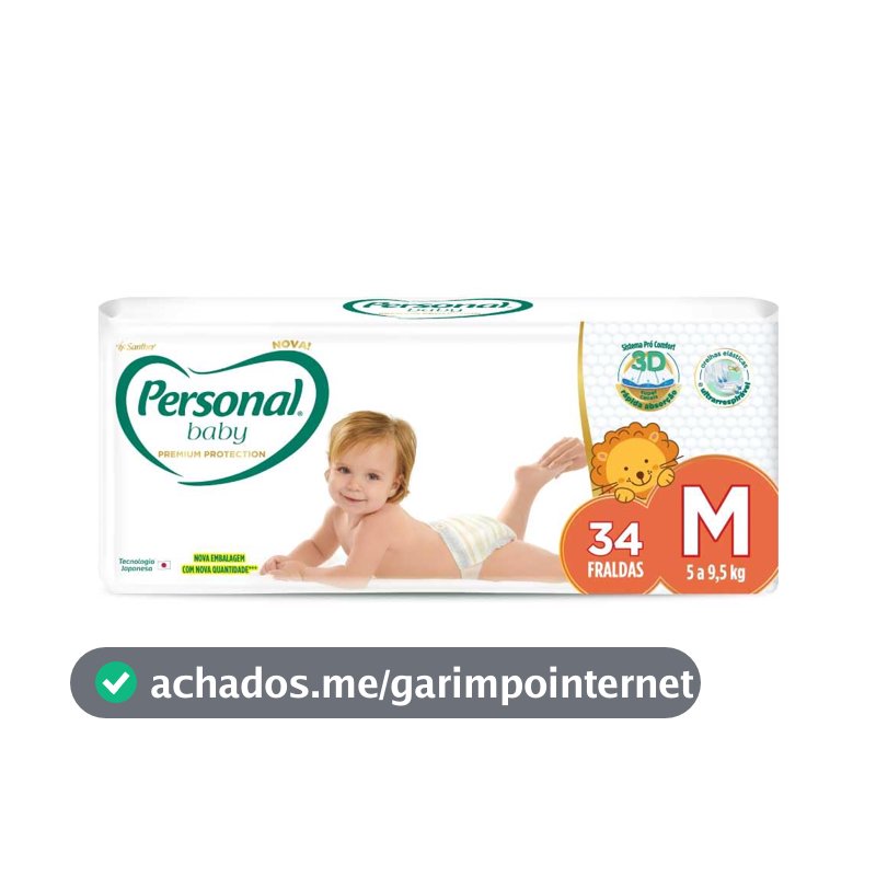 Personal 'Fralda Baby Premium Protection M Com 34 Unidades