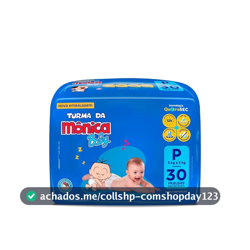 Fralda Turma da Mônica Baby Jumbo P 30 Unidades