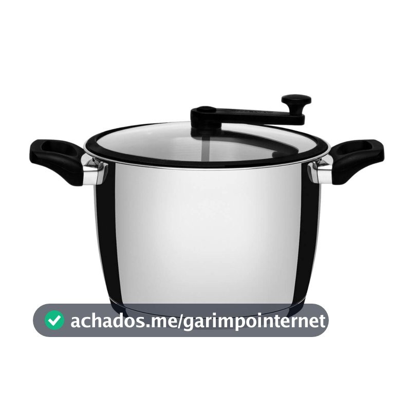 Pipoqueira Tramontina Allegra em Aço Inox com Fundo Triplo e Tampa de Vidro com Borda de Silicone 22 cm 5,6 L