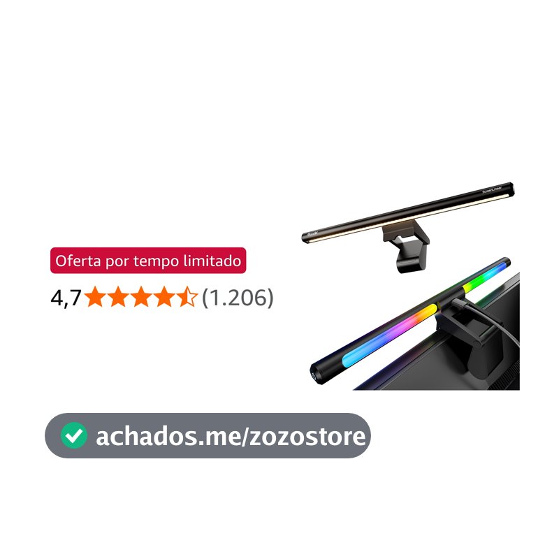 Quntis RGB Barra de Luz para Monitor Gamer, Iluminação Dupla e 24 Modos RGB