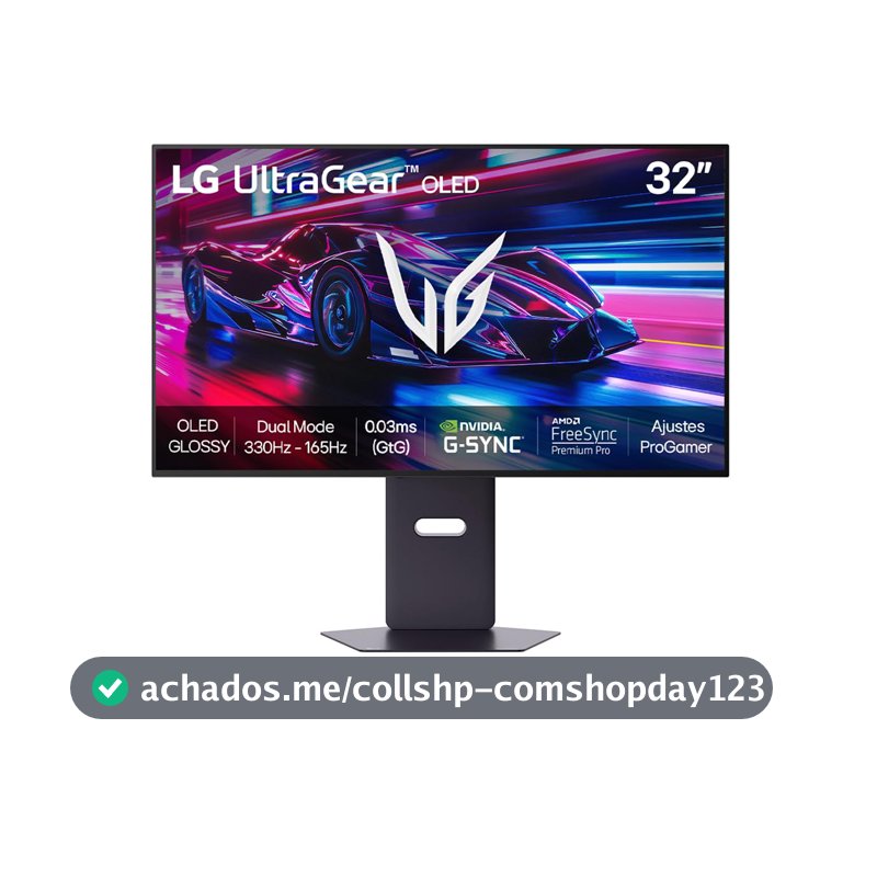 Monitor LG UltraGear OLED 32“, UHD 4K, 330Hz, Dual Mode, 0,03ms (GtG), AMD FreeSync Premium, Nvidia G-Sync, DCI-P3, DisplayHDR True Black 400, Preto – 32GX850A