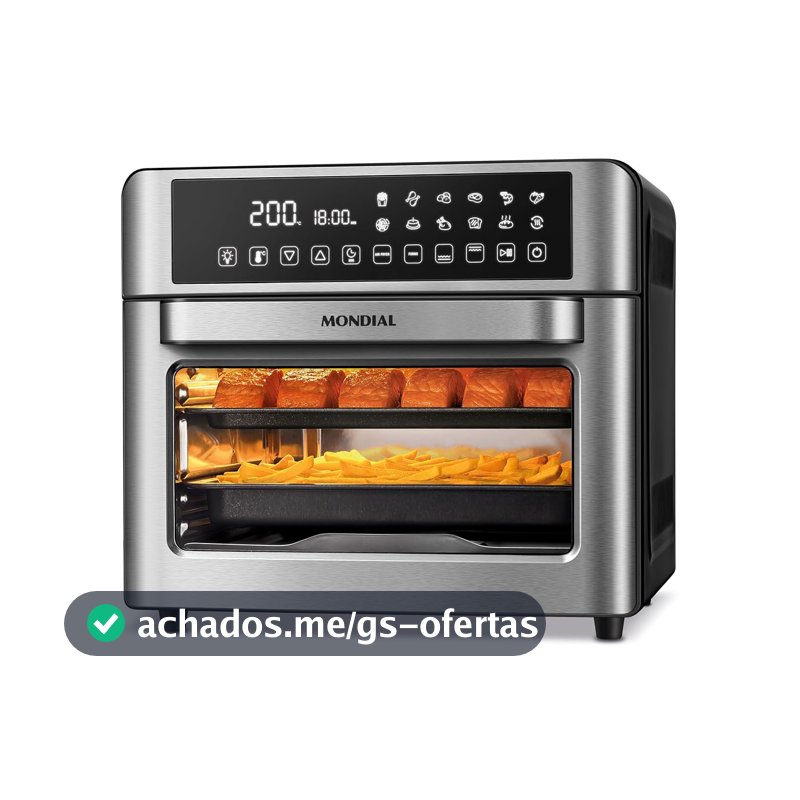 MONDIAL Fritadeira Air Fryer Forno Oven Digital 25L, Preto/Inox, 2000W, 110V - AFO-25L-BI