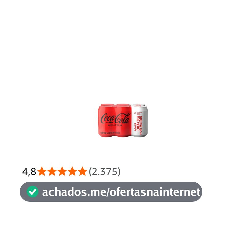 Pack de Coca-Cola sem Açúcar 350Ml 6 unidades