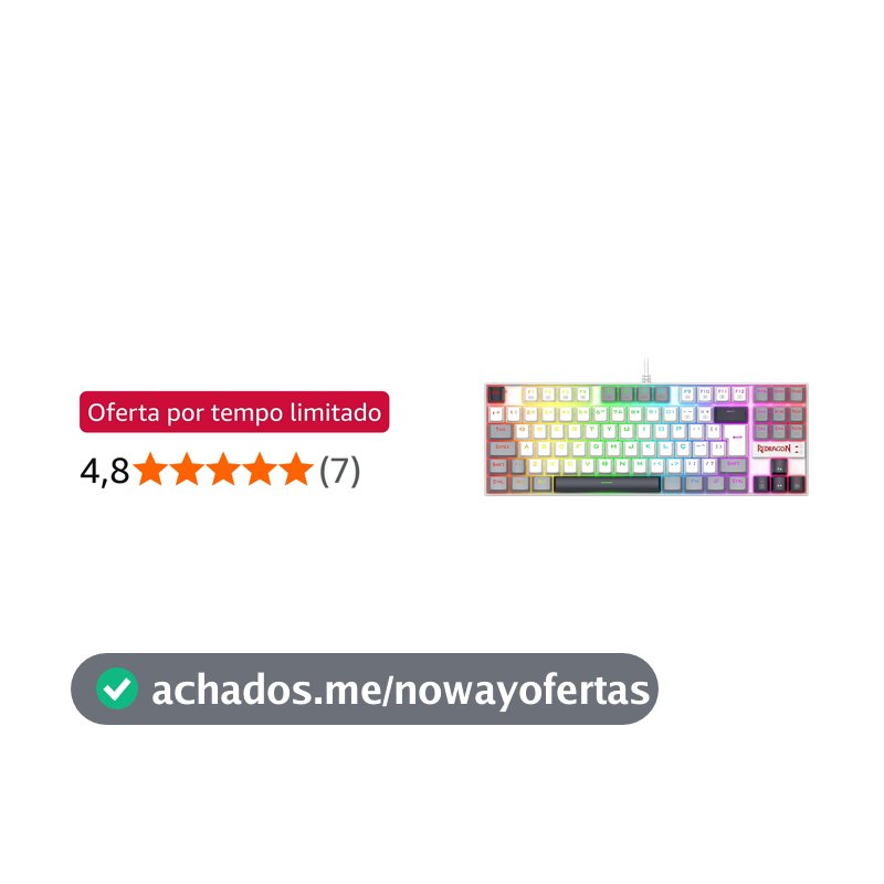 Teclado Mecânico Gamer Redragon Kumara RGB Branco, Preto e Cinza Switch Marrom TKL K552WGL-RGB PT-BROWN