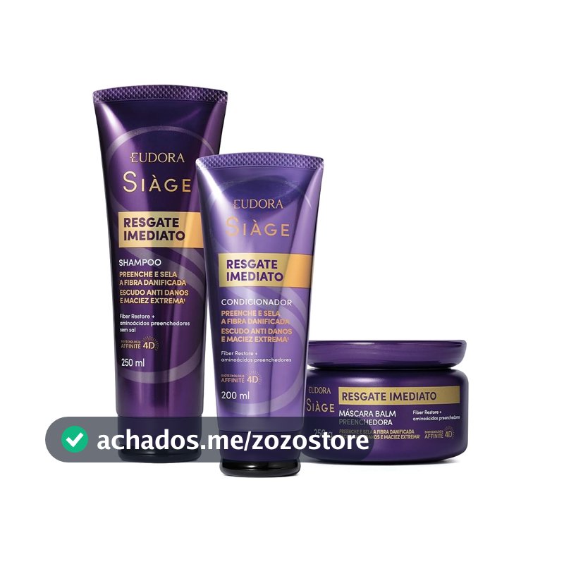 Combo Siàge Resgate Imediato: Shampoo 250ml + Condicionador 200ml + Máscara Capilar 250g