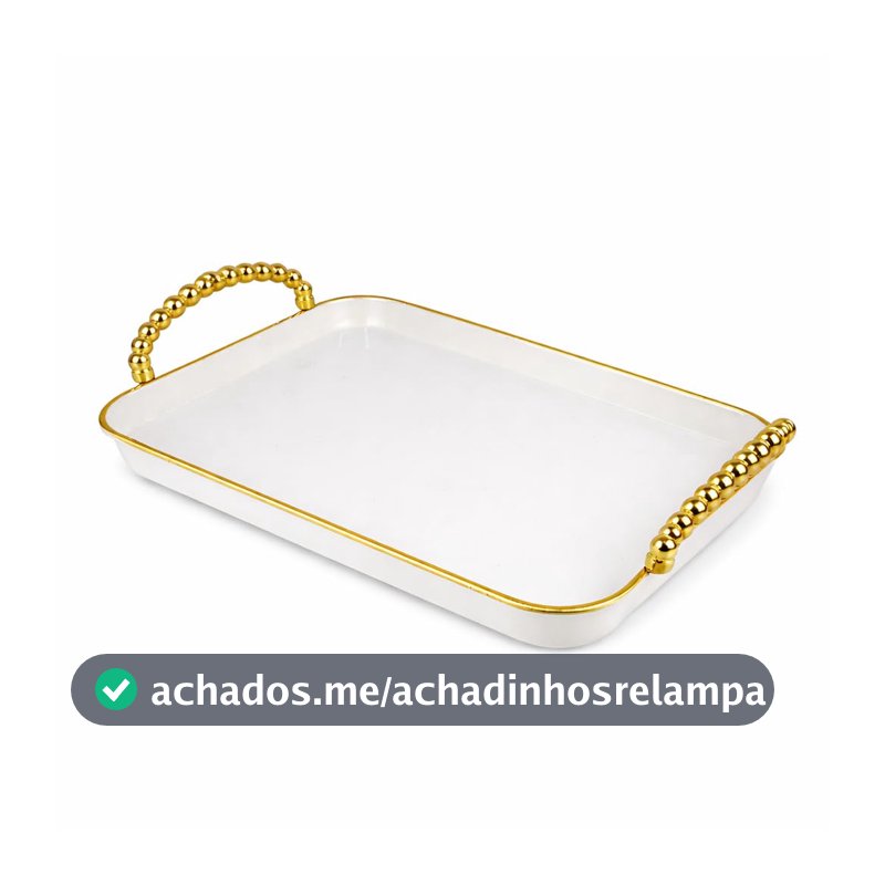 Bandeja De Plástico Resistente Com Alças No Tamanho 26x37,50Cm (Dourada)