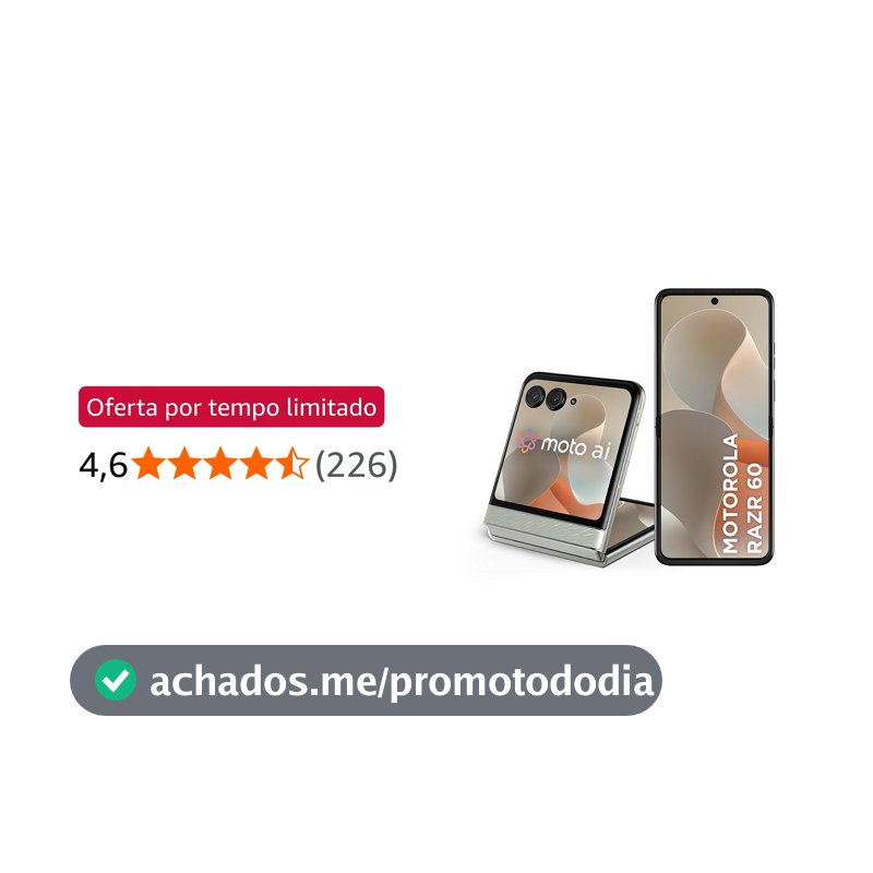 Smartphone Motorola Razr 60-256GB 12GB RAM+12GB Ram Boost Tela dobrável 6,9" pOLED e externa 3,6” Moto AI camera IP48 - Branco