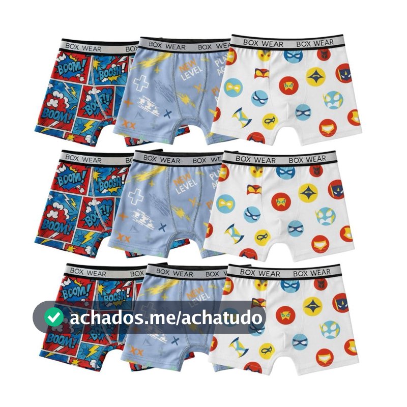 Kit 9 Cuecas Boxer Infantil Menino em Microfibra Estampada Sem Costura Conforto, Estilo e Elástico Resistente