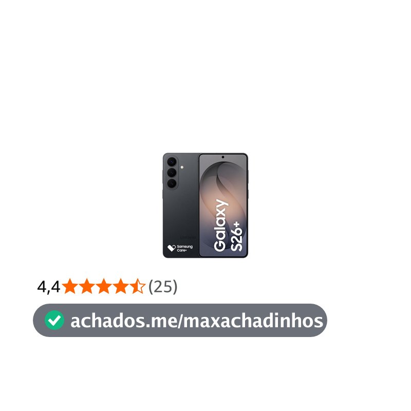Celular Samsung Galaxy S26+ 5G, 256GB, 12GB RAM, Câmera Tripla de 50+12+10, Tela Grande de 6.7" - Preto