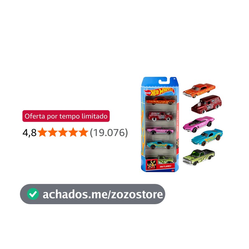 Pacote 5 Carros Sortidos, Hot Wheels, Mattel, Multicor - não é possível escolher as cores