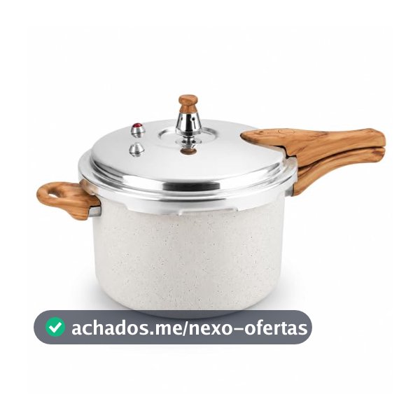 Panela de Pressão Creme 4,2L Indução 4 Válvulas Cabo de Madeira