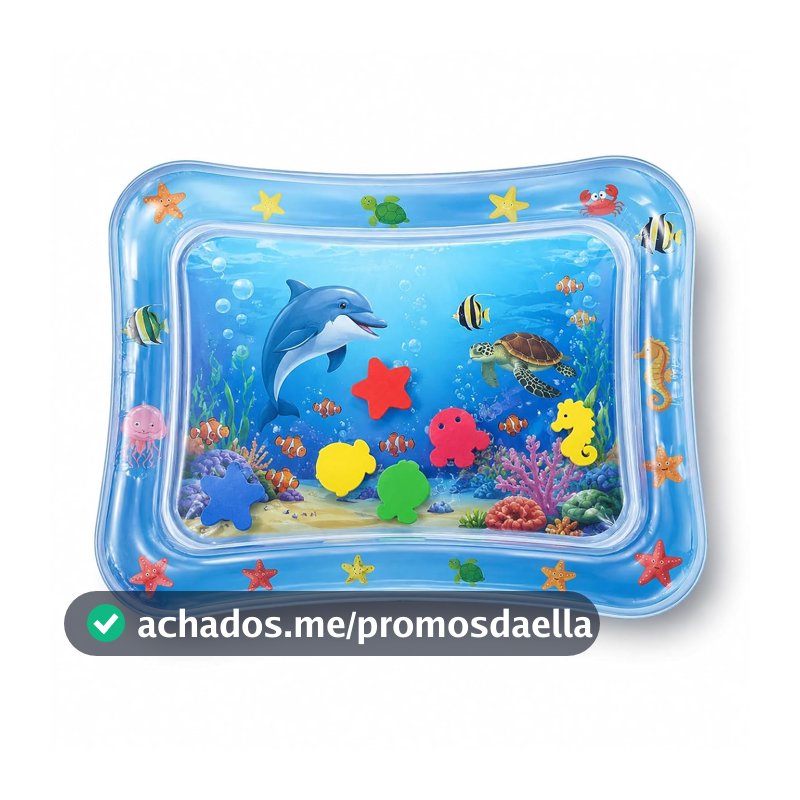 Tapete Inflável com Água para Bebê 69x50x8cm PVC Sensorial Tummy Time Estimulação Infantil Brinquedo Educativo
