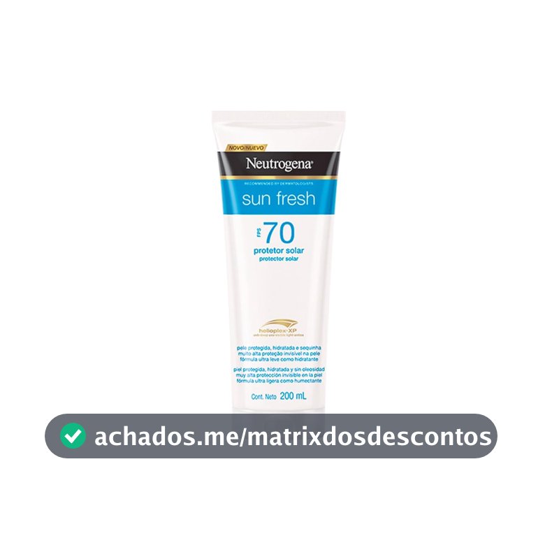Protetor Solar Corporal em Loção Neutrogena Sun Fresh, FPS 70, 200ml