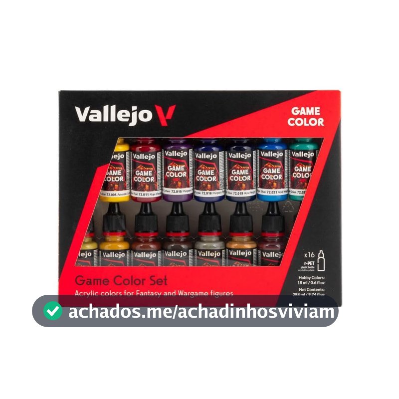 Vallejo Conjunto avançado de cores de jogo Acrylicos, conjunto de tinta de cor modelo, 1/2 fl. Garrafas, 16 cores