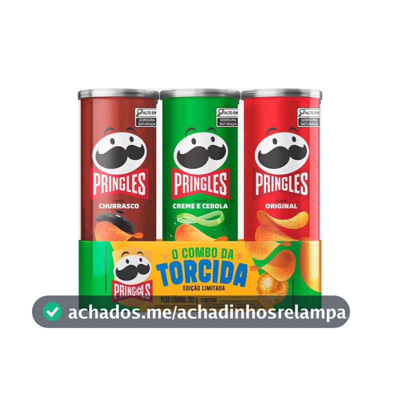 Salgadinho Batata Frita Pringles Tripack Festa do Futebol 322g