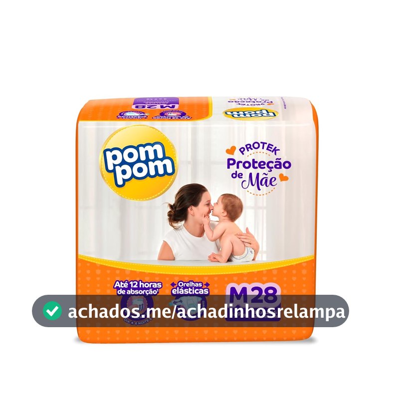 Fralda Pom Pom Protek Proteção de Mãe Jumbo M 28 Unidades