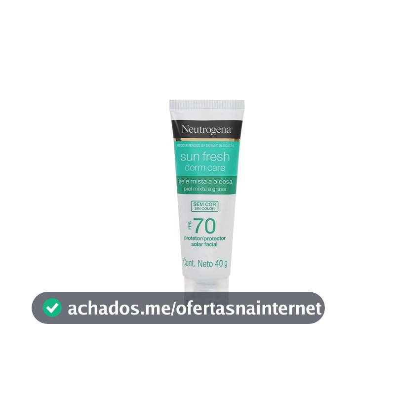 Protetor Solar Facial Neutrogena Sun Fresh Derm Care, Sem Cor, FPS 70, 40g