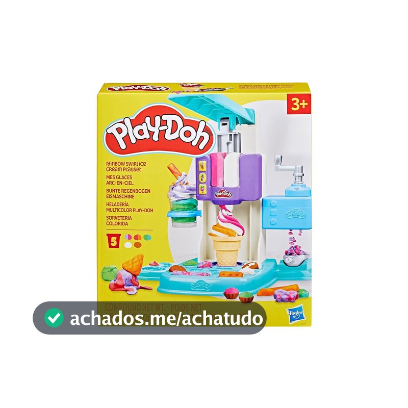 Play-Doh, Massinha de Modelar Infantil, Sorveteria Colorida - Conjunto de Brinquedo com Acessórios e 5 Potes - A partir de 3 Anos
