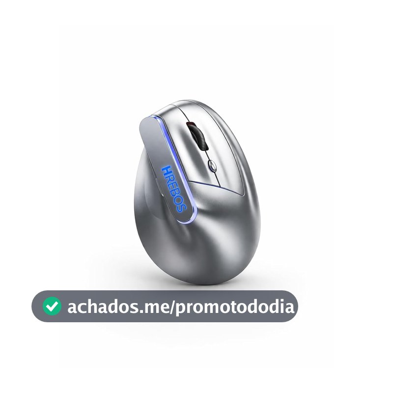 Mouse Vertical Ergonômico Sem Fio 1600 DPI Bluetooth 2.4G, Recarregável, Design Confortável, Anti Dor, 6 Botões, Ajuste DPI, USB, Wireless, Computador, Notebook, PC