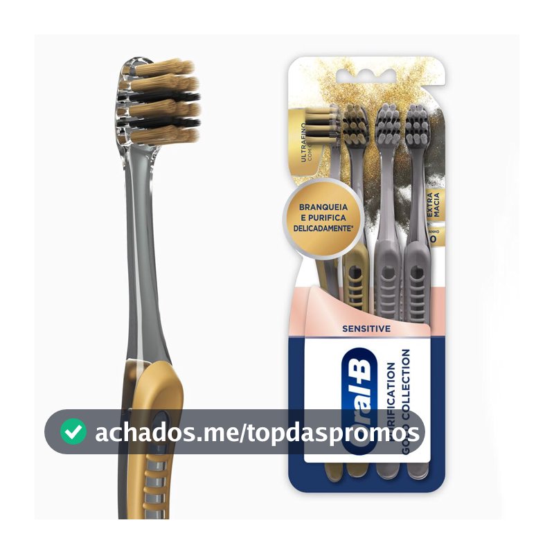 Oral-B Escova de Dente Sensitive Purification Gold Extra Macia 4 Unidades