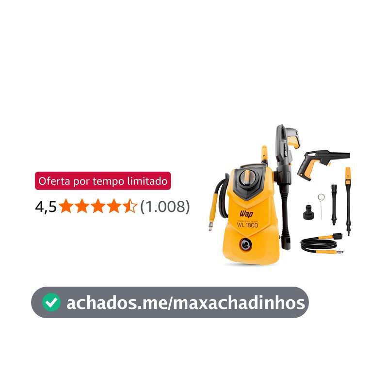 WAP Lavadora de Alta Pressão WL 1800 360L/h Portátil, com Jato em Leque e Concentrado 1500psi 1400W 127V