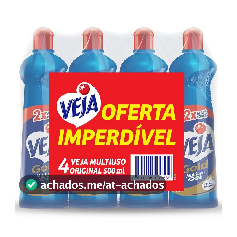 Limpador Multiuso Veja Gold, Original, 500ml, Pack com 4 Unidades