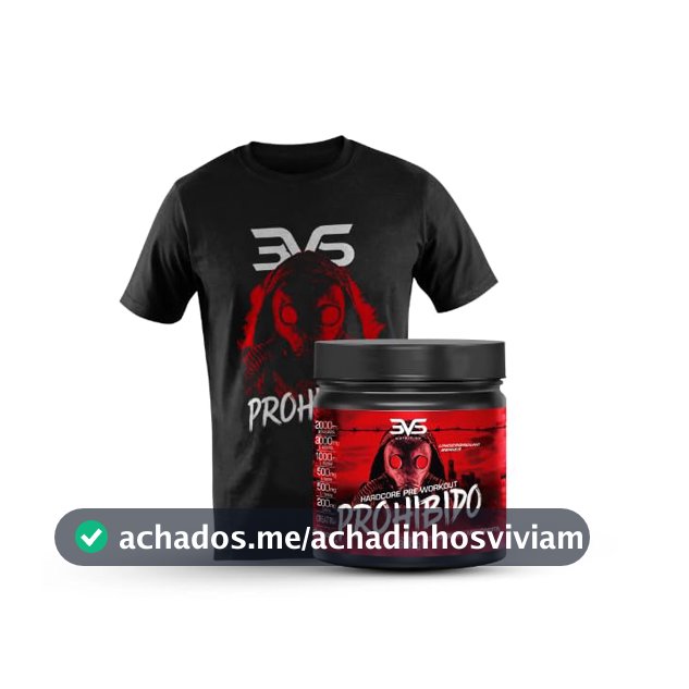 3VS Nutrition Combo Pré Treino Prohibido Sabor Morango 360g + Camiseta Exclusiva Prohibido Tam. M