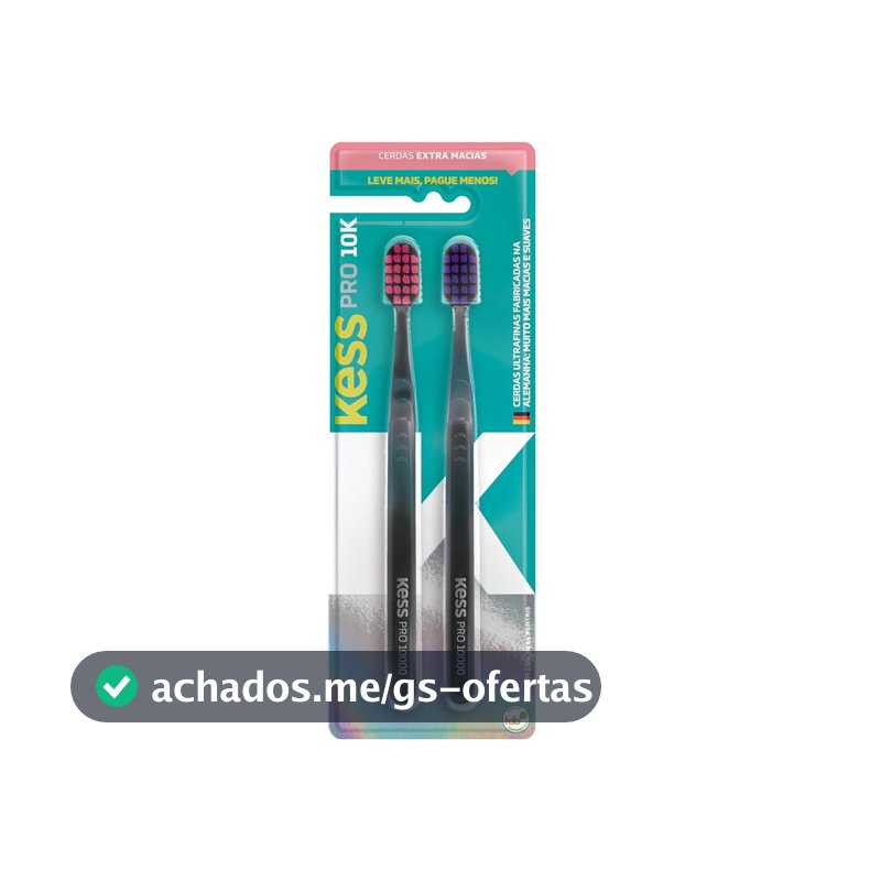 KESS Pack Com 2 Escovas Dentais Pro 10K Extra Macias Preto