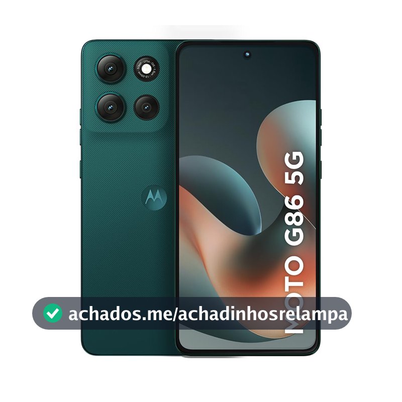 Smartphone Motorola Moto g86 5G - 512GB 12GB RAM+12GB Ram Boost Tela 1.5K pOLED, 50MP Sony camera OIS Moto AI, videos em 4K, IP68 + IP69 - Verde Escuro