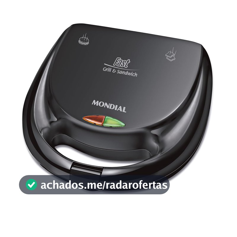 MONDIAL Sanduicheira Fast Grill & Sandwich, Preto, 750W, 110V - S-12