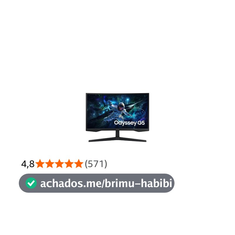 Monitor Gamer Samsung Odyssey G5 27, Resolução QHD, Taxa de atualização de 165Hz & 1ms de tempo de resposta (MPRT), Curvatura com 1000R, HDR 10, AMD FreeSync, Eye Saver Mode & Flicker Free Mode