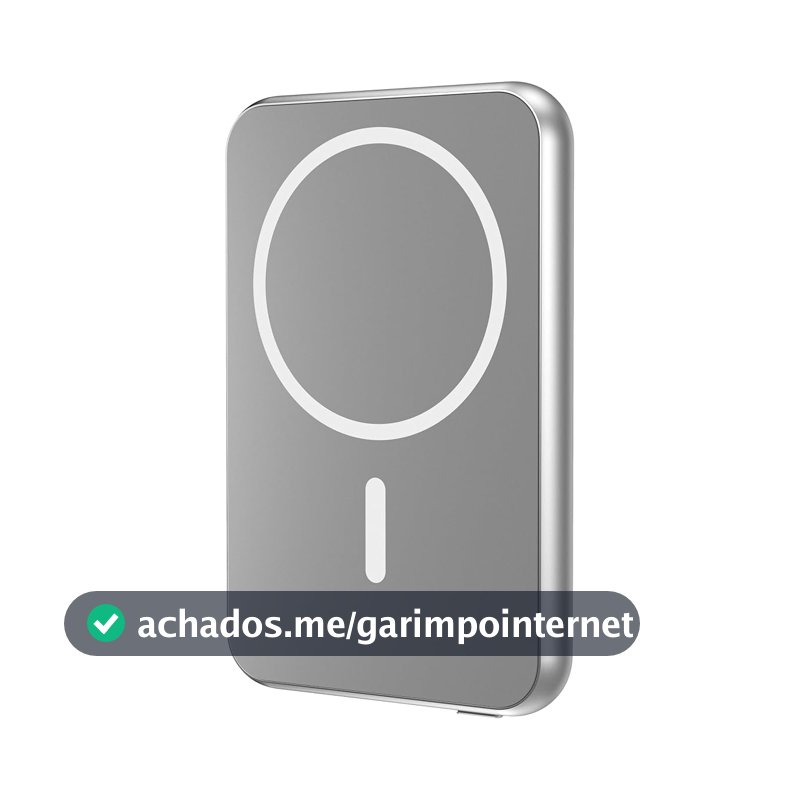 Geonav Power Bank, Carregador Portátil Universal por Indução 5.000mAh, Ultraslim Carregamento rápido, Compatível com MagSafe®, PB5KALMAGSV, Prateado