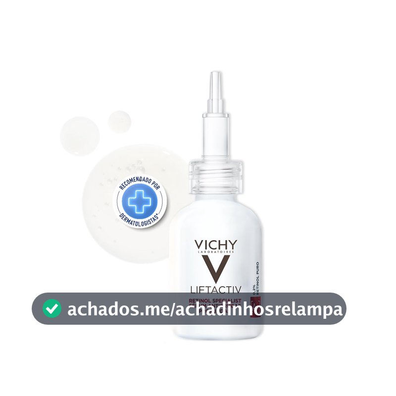 Vichy Liftactiv Sérum Facial Antirrugas Profundas com 0,2% de Retinol Puro, Peptídeos Anti-idade, Uniformiza a Textura e Auxilia na Renovação Celular 30ml