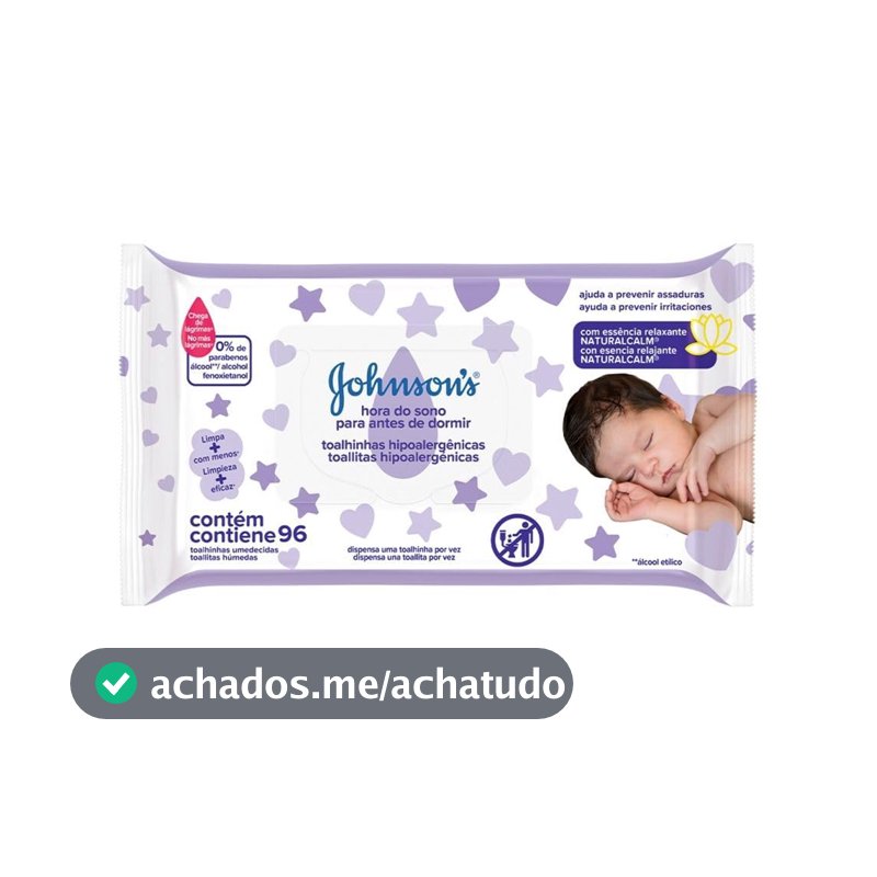 Lenços Umedecidos Johnson's Baby Hora do Sono, 96 Unidades