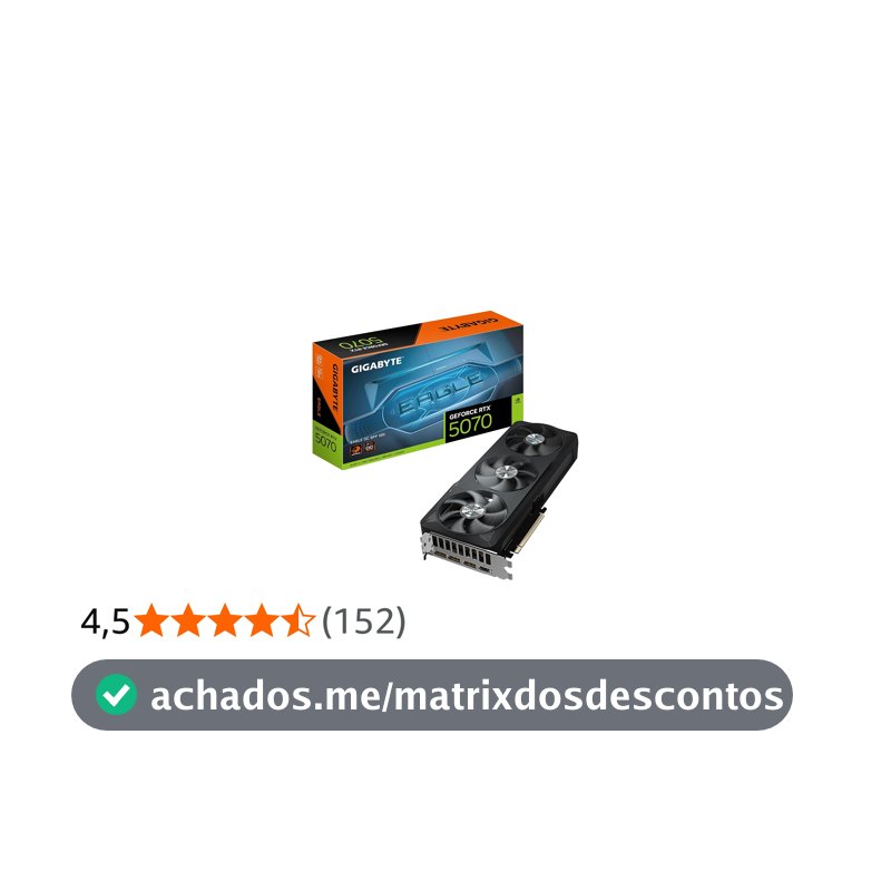 Gigabyte Placa gráfica GeForce RTX 5070 EAGLE OC SFF 12G - 12GB GDDR7, 192bit, PCI-E 5.0, 2587 MHz Core Clock, 3 x DP 2.1a, 1 x HDMI 2.1b, NVIDIA DLSS 4, GV-N5070GAMING OC-12GD