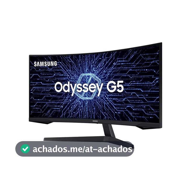 Monitor Gamer Curvo Samsung Odyssey 34’’, Ultra WQHD, 165Hz, 1ms, tela ultrawide, HDMI, Display Port, Freesync Premium, preto, série G5