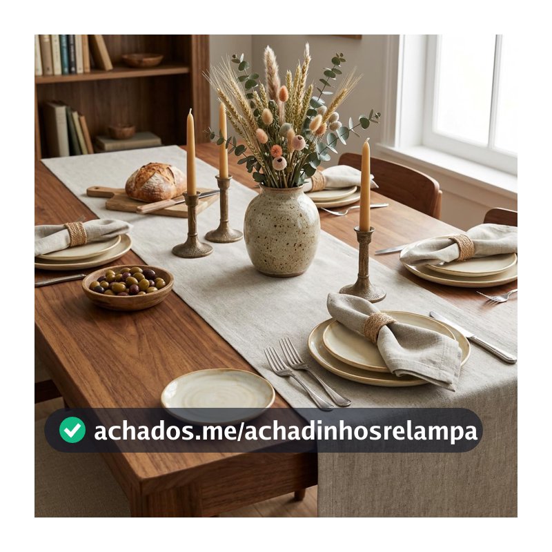 Caminho De Mesa Linho Cru Liso Retangular Decoração Sala Jantar Luxo