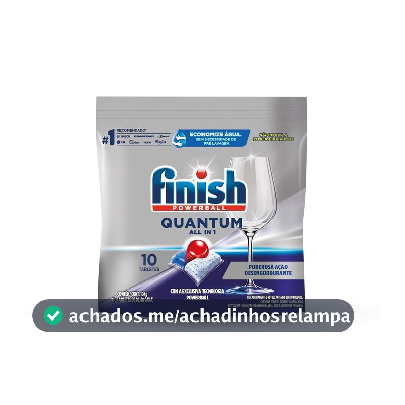 Finish Quantum All in 1 Detergente para Lava Louças em Tabletes 10 unidades