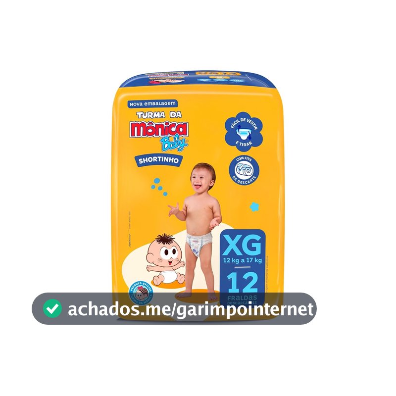 Fralda Turma da Mônica Baby Shortinho Jumbinho XG 12 Unidades