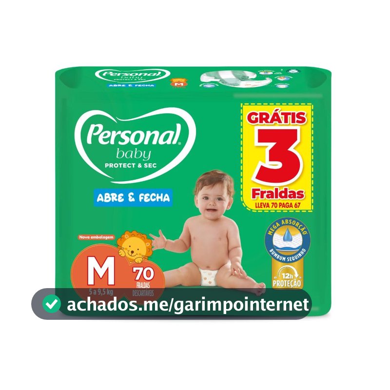 Personal Fralda Protect E Sec M Hiper, 70 Unidades