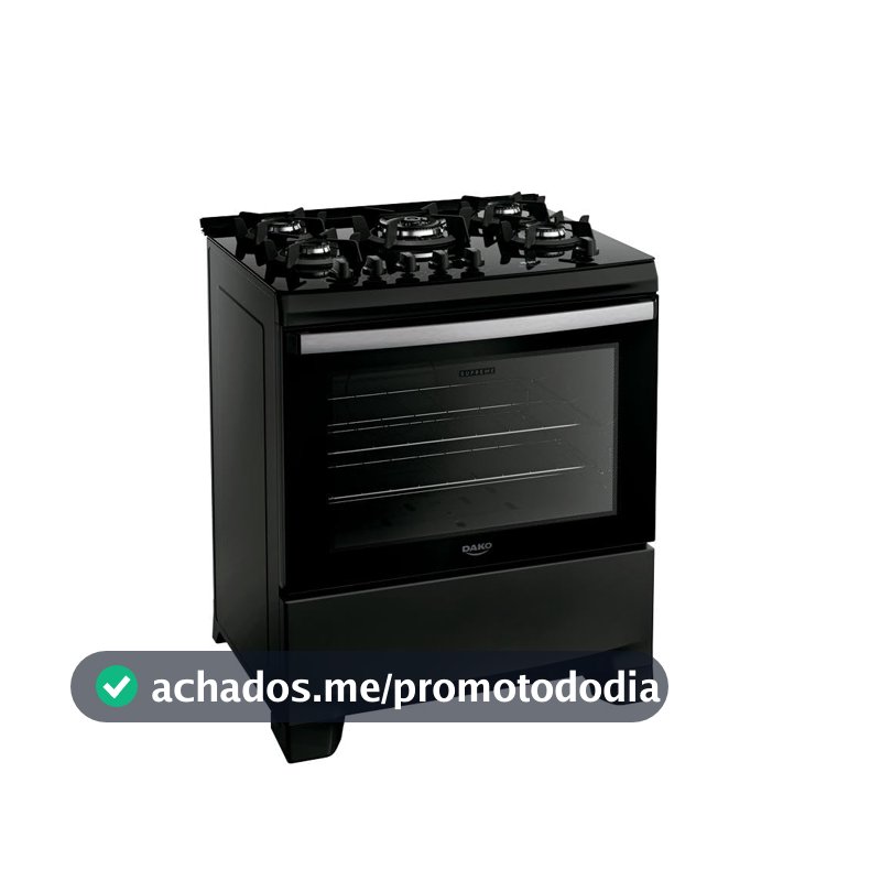 Fogão 5 Bocas Dako Supreme Black Glass com Timer Digital e Mesa de Vidro Preto Bivolt