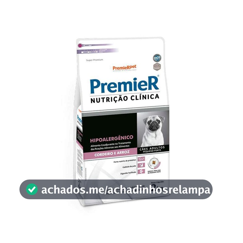 Ração Para Cães de Raças Pequenas Nutrição Clánica Hipoalergenico Cordeiro e Arroz 2kg Premier