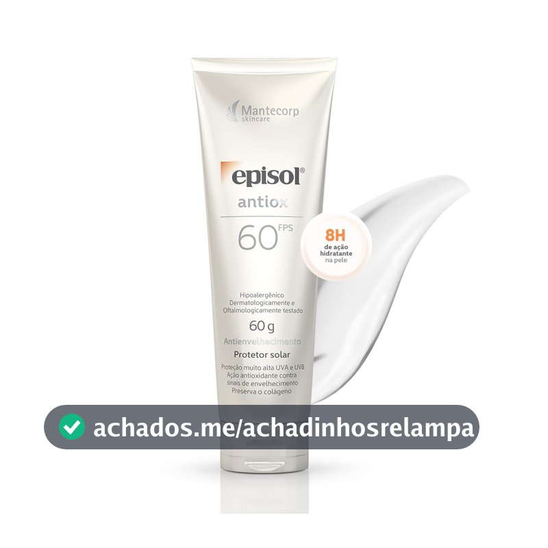 Mantecorp - Protetor Solar Episol FPS 60 Antiox- Ação Antienvelhecimento e Alta Proteção - Toque Seco e Hidratação - 60ml