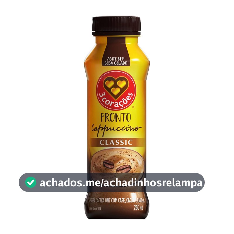 3 Corações Cappuccino Classic Bebida Láctea - 260ml